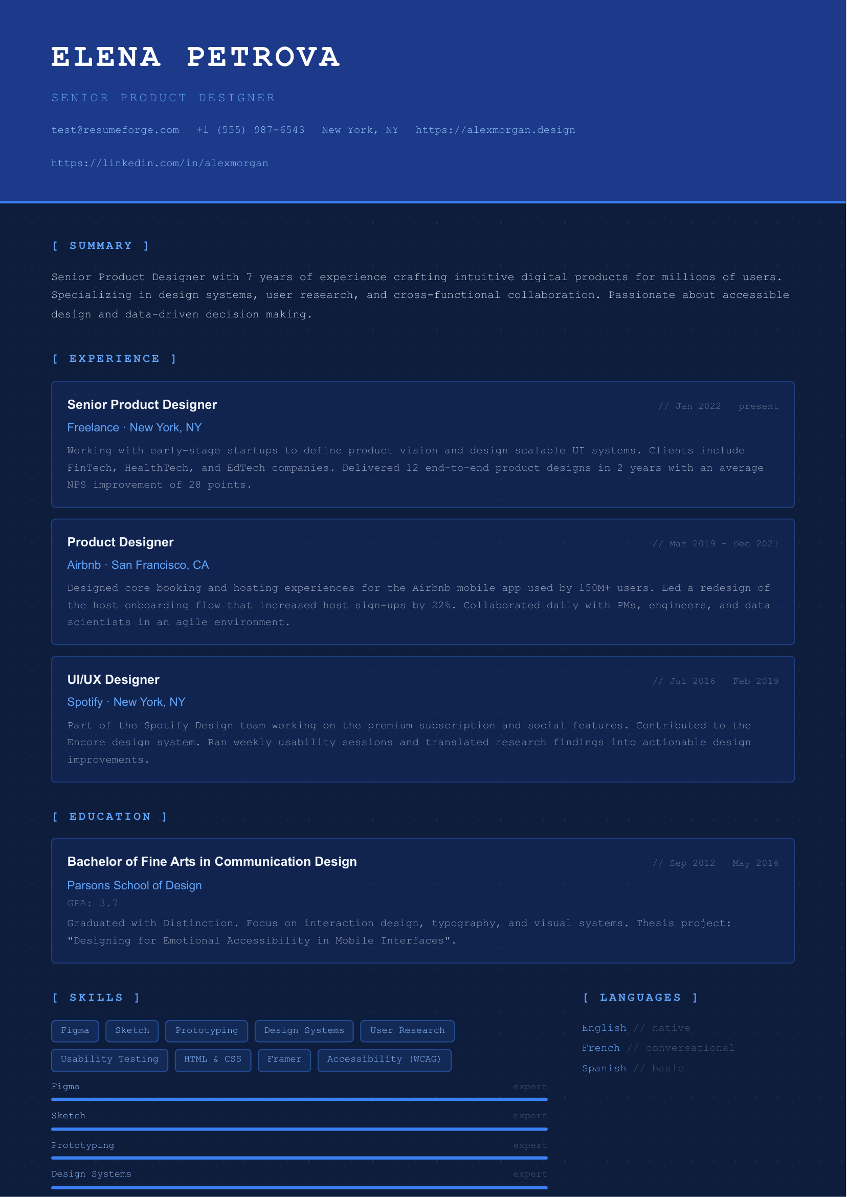 Blueprint template preview
