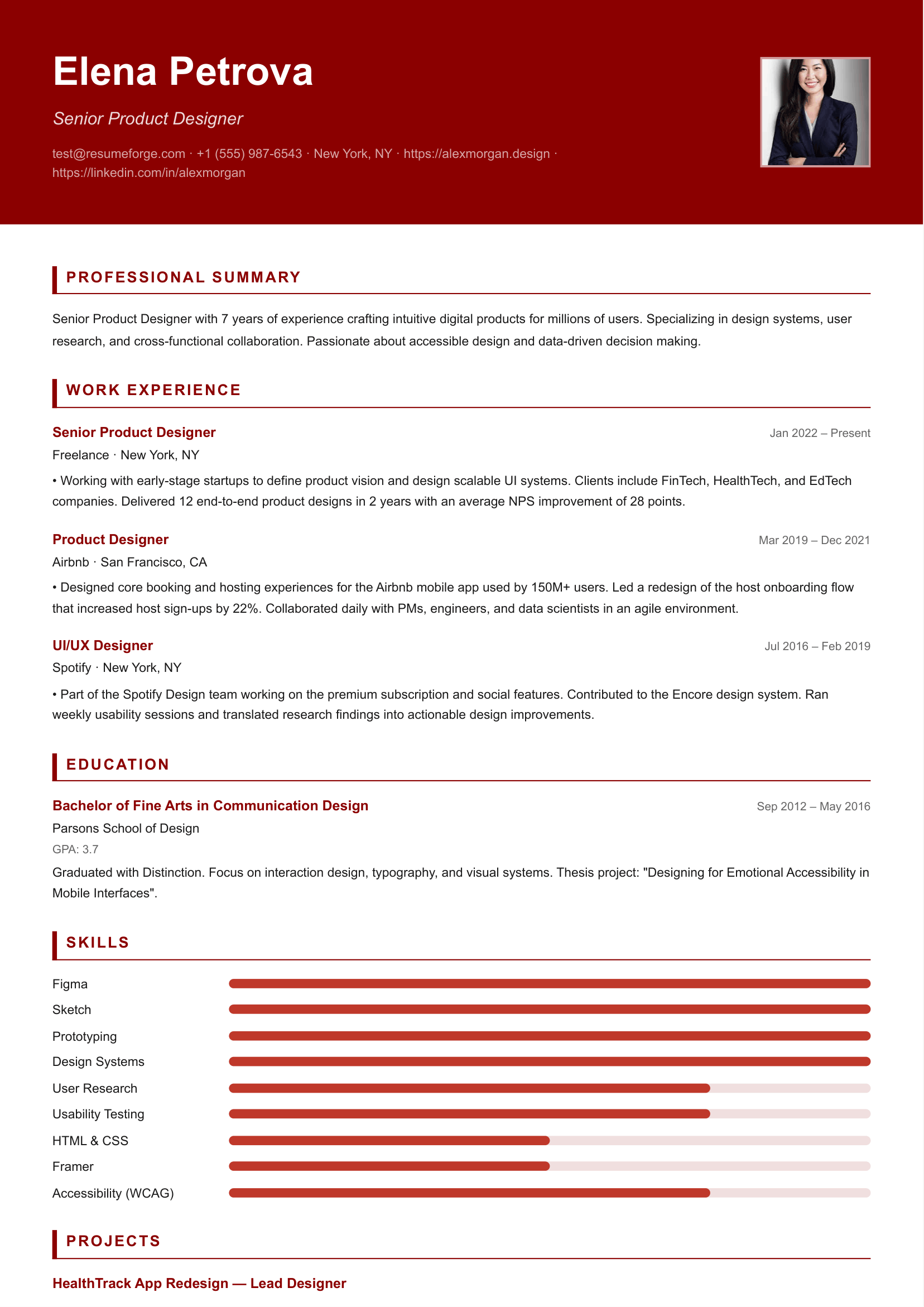 Crimson template preview