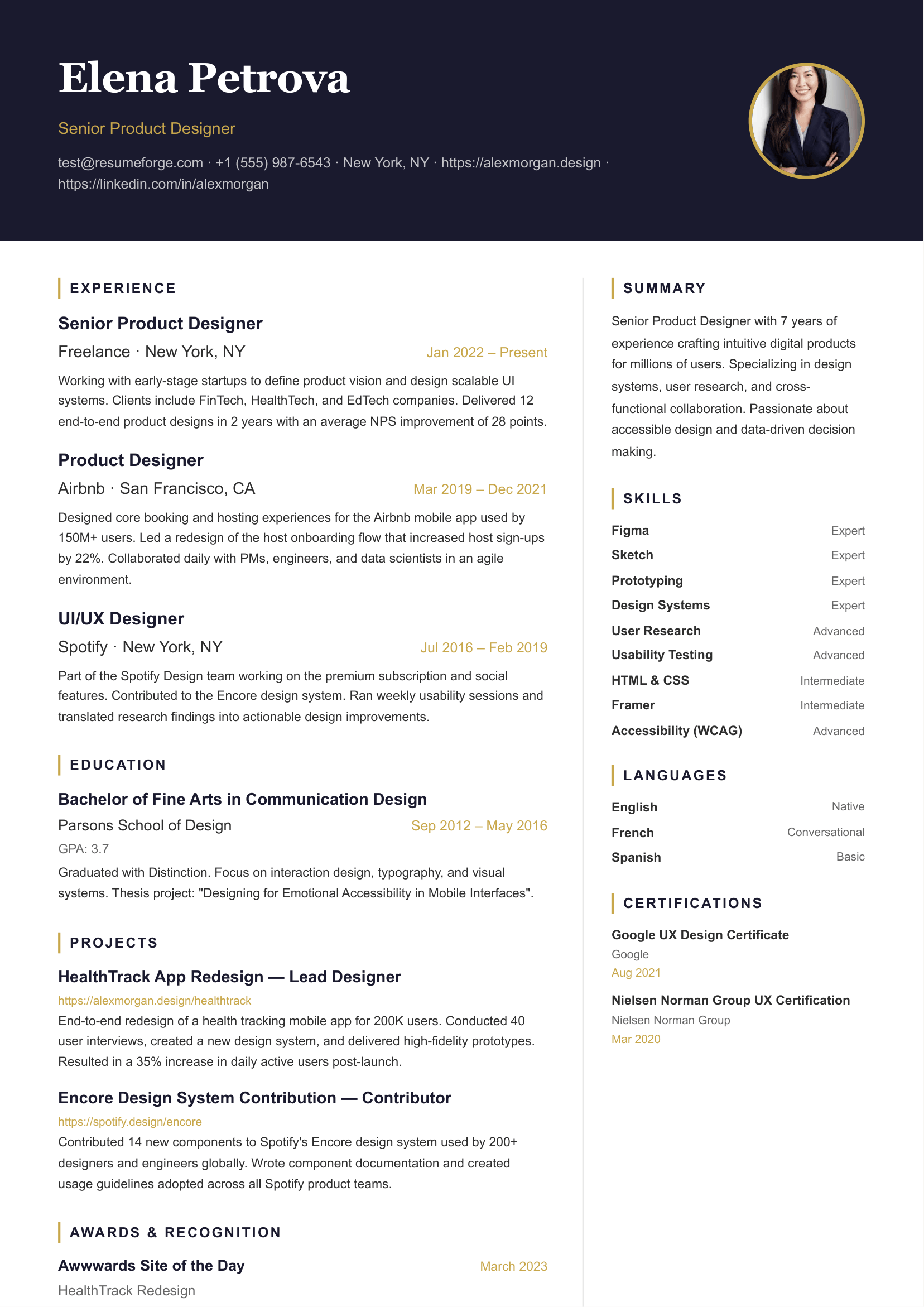 Executive template preview