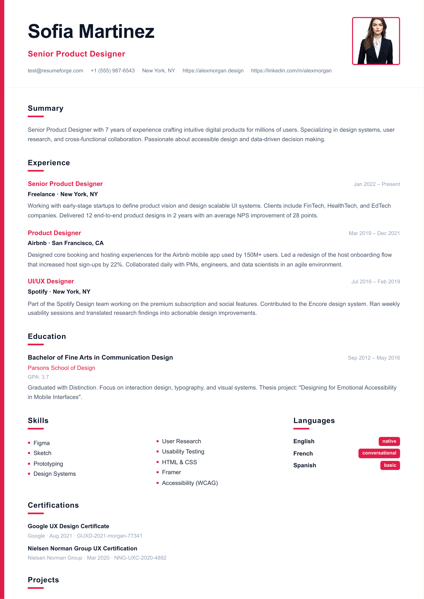 Metro template preview