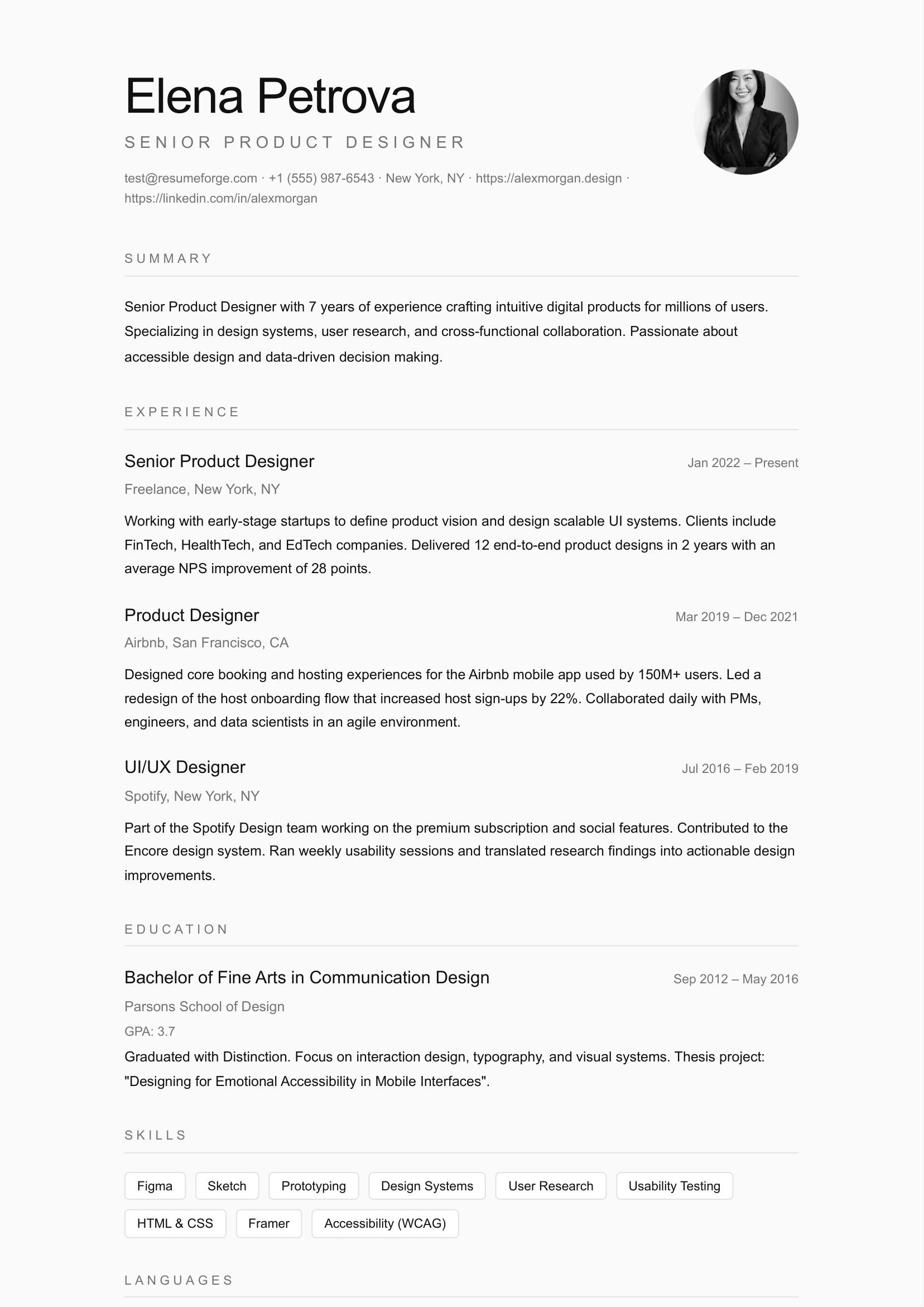 Minimal template preview