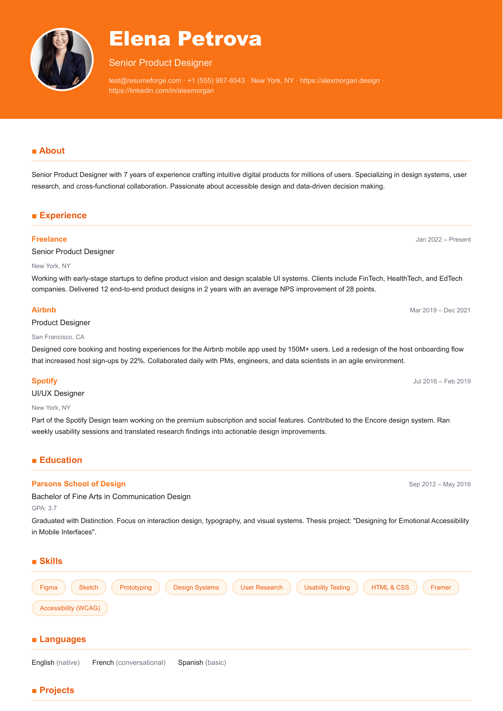 Sunrise template preview